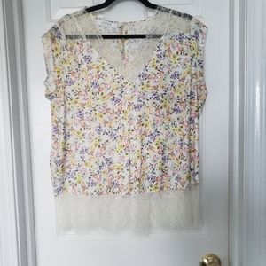 Promod French Vintage Lace Floral Blouse